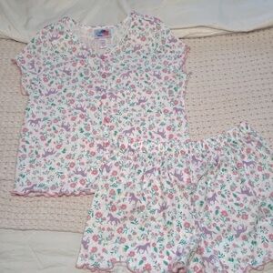 Kids Pajamas Set with Purple and Green Print